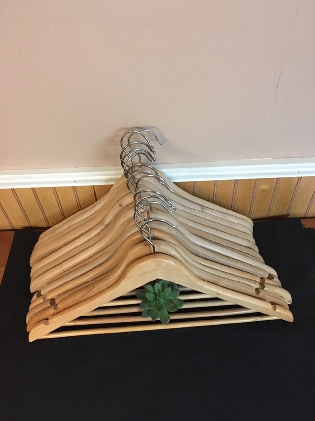 Vintage Wood Clothes Hangers, Heavy Suit Hanger, Pants Hanger, Coat Hanger, Closet Supply,Closet Organization, Large Hanger Lot