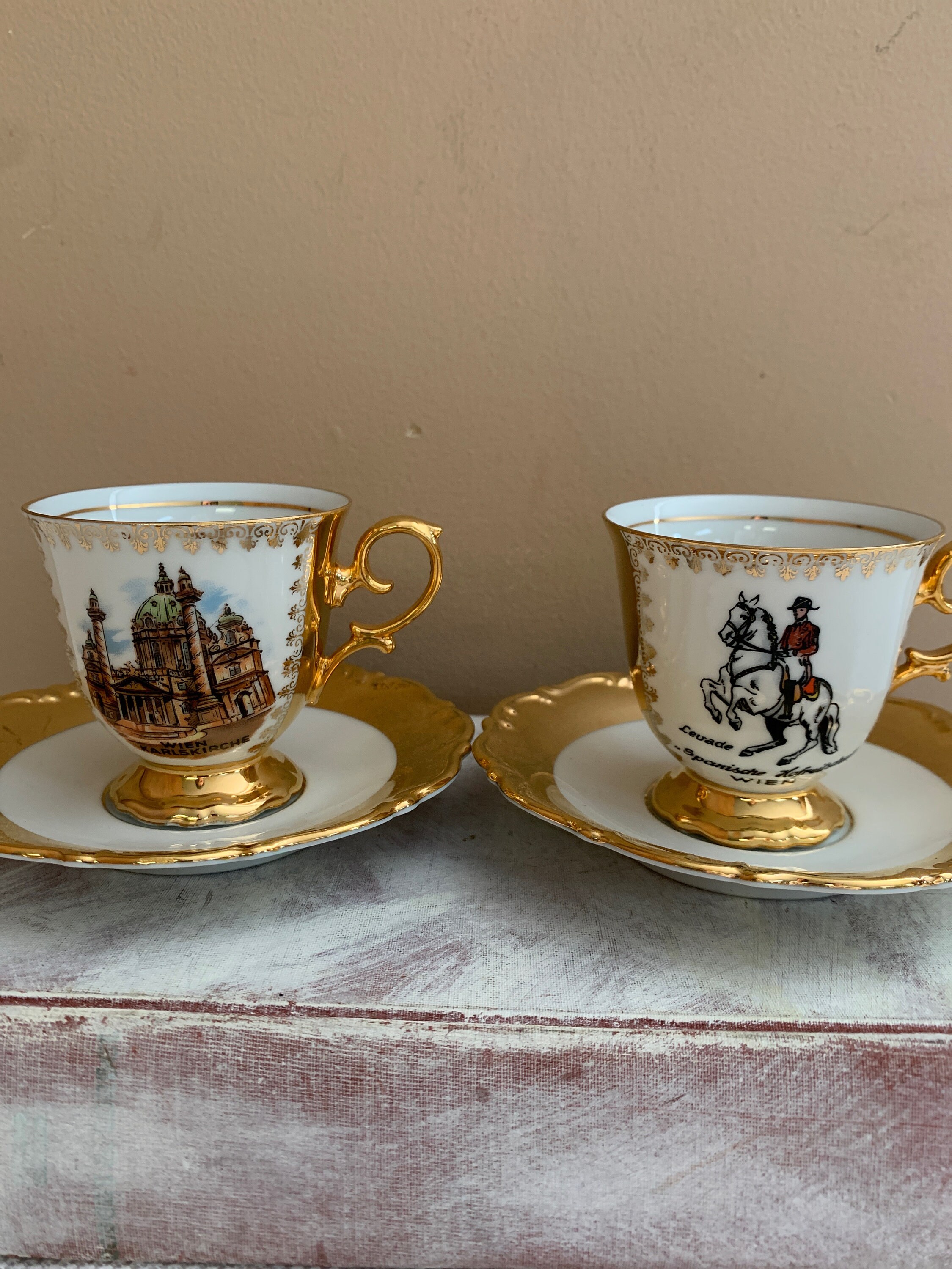 Bavarian Ceramic Coffee or Tea Set for 6, Vintage Wien Vienna Porcelain  Demitasse With Six Cups and Saucers, Gold With Pictures - Etsy