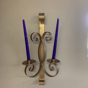 Gold Candle Sconce, Vintage Rustic Hollywood Regency Double Wall Candle Holder, Italian Style Decor