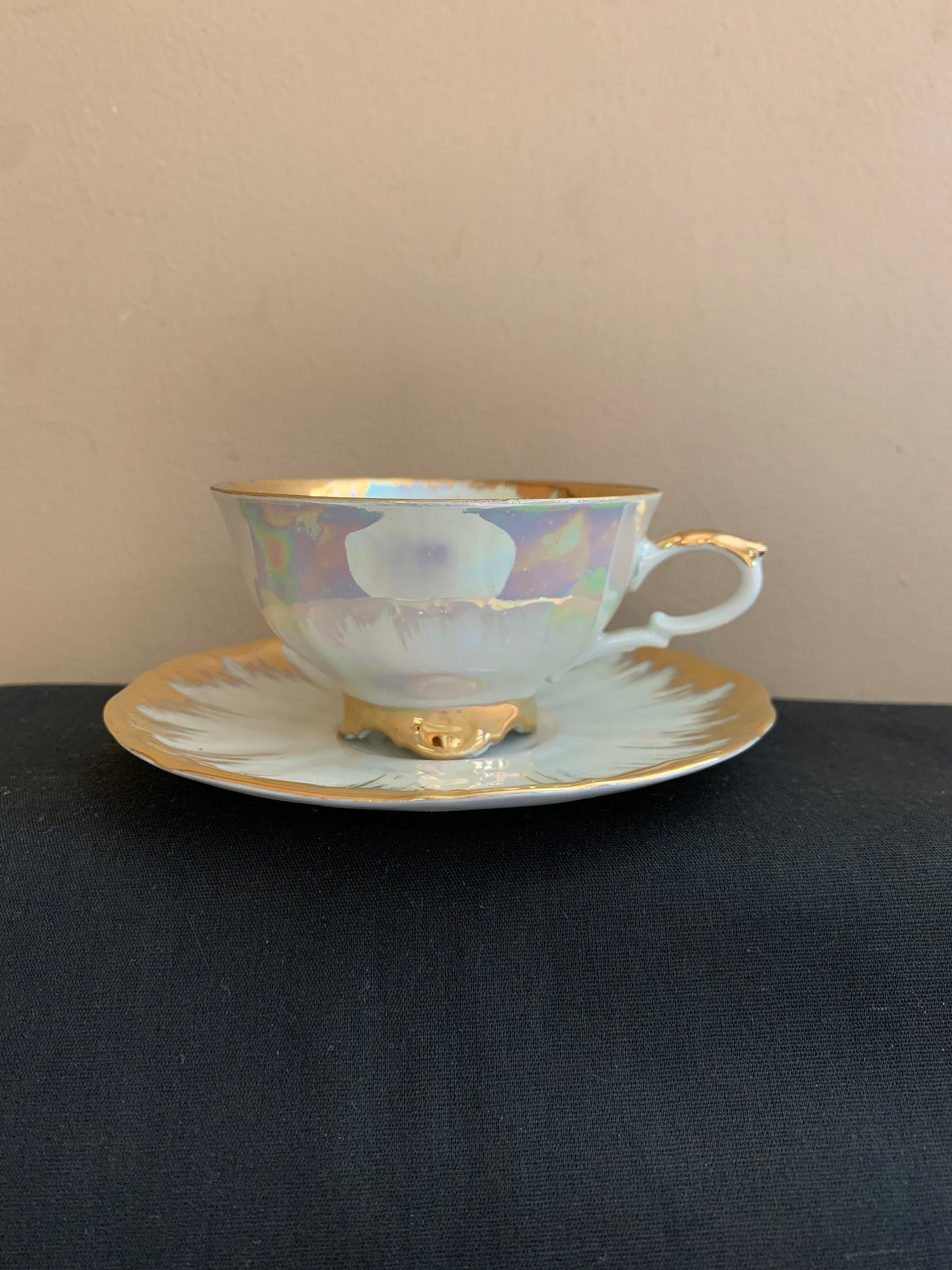 German Tea Cup and Saucer Vintage Bavarian Porcelain Gold Etsy