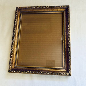 Gold Sculpted Picture Frame, Vintage Painted Wood, Regal Gold Florentine Wall Decor, 10 x12 Frame, 9 1/2 x7 1/2 Opening, Gallery Frame, Gift image 2