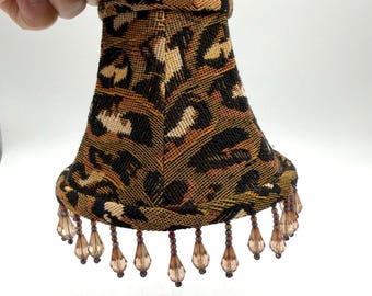 Vintage Beaded Lampshade, Replacement Candlestick Shade with Clip on Bulbs