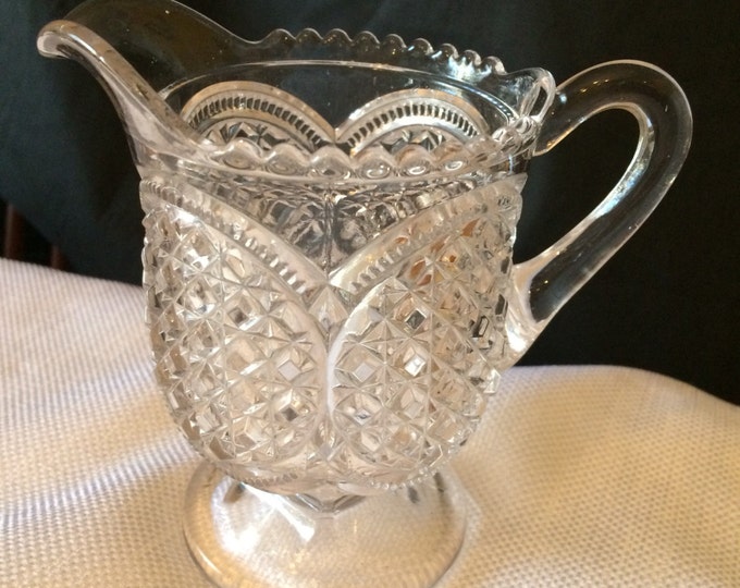 Vintage Pressed Glass Pitcher Small Creamer Clear Decorative Etsy