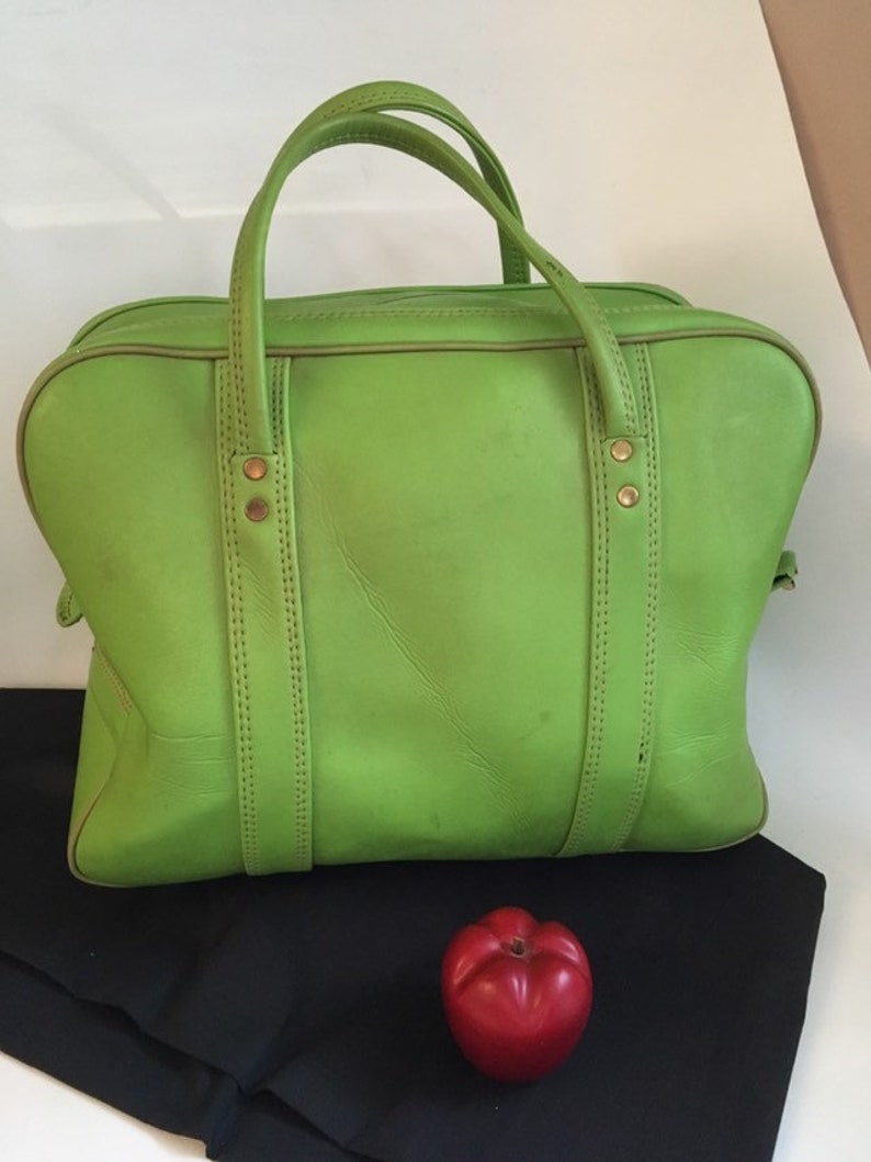 Vintage Carry on Luggage Soft Side Lime Green Travel Bagmod Etsy