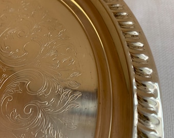 Vintage Silver Tray Plate, 12 inch Wedding Tray, Silver Plate Cake Plate, Tea Service Tray, Tea Party Tray