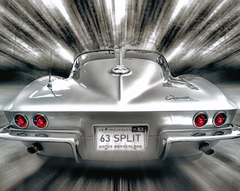 1963 C2-Corvette Stingray Split-Window Coupe. **For prints 12x18 and larger I will change the plate number, if you message me.