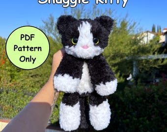 Snuggle Kitty Crochet Pattern | Snuggle Series | Crochet Cat Pattern | Low Sew Amigurumi | PDF Download