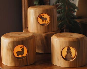 Rustic Accent Lights/Rustic Night Lights/Night Lights/Moose Lights/Log Lights/Log Lamps