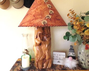 Distressed Log Lamp/Rustic Wood Table Lamp/Aspen Lamp;Living Room Lamp/Bedroom Lamp