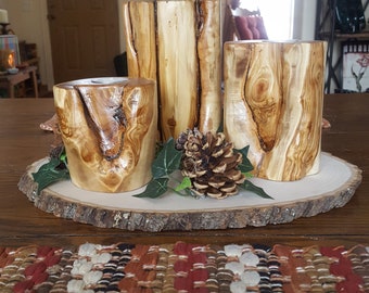 A Taste of the Rockies!/ Distressed Wood Candle/ Rustic Centerpiece
