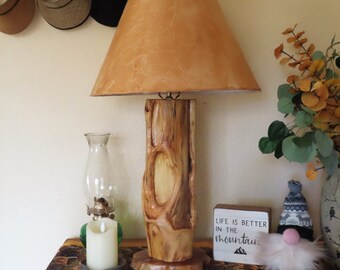 Rustic Wood Lamp/Distressed Log Lamp/Bedroom or Living Room Lamp/Table Lamp