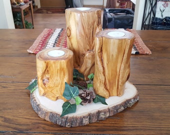 A Taste of the Rockies!/ Distressed Wood Candle/ Rustic Centerpiece
