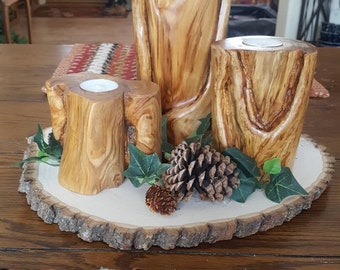 A Taste of the Rockies!/ Distressed Wood Candle/ Rustic Centerpiece