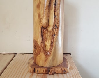 Small Distressed Log Lamp/Rustic Wood Lamp/Small Table Lamp