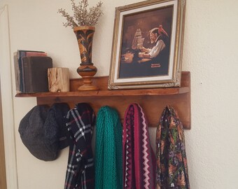 Oak Live Edge Entry Rack/Rustic Coat Rack/Hat Rack