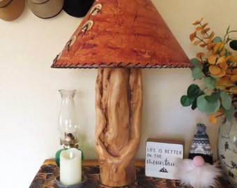 Distressed Log Lamp/Rustic Wood Table Lamp/Aspen Lamp;Living Room Lamp/Bedroom Lamp