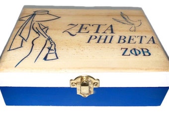 Zeta Phi Beta, sorority, blue and white box, college gifts, graduation gift, dormroomdecor, keepsakebox,graduation, hbcu, Zeta Phi Beta gift