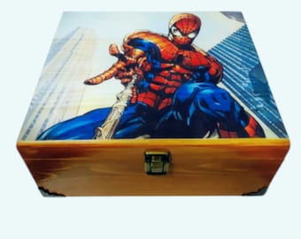 Superhéroes, caja de superhéroes, caja, cómics de Marvel, cómics de DC, caja de madera, regalos de Marvel, regalos de cómics de DC, figura de acción, caja de figura de acción, regalos