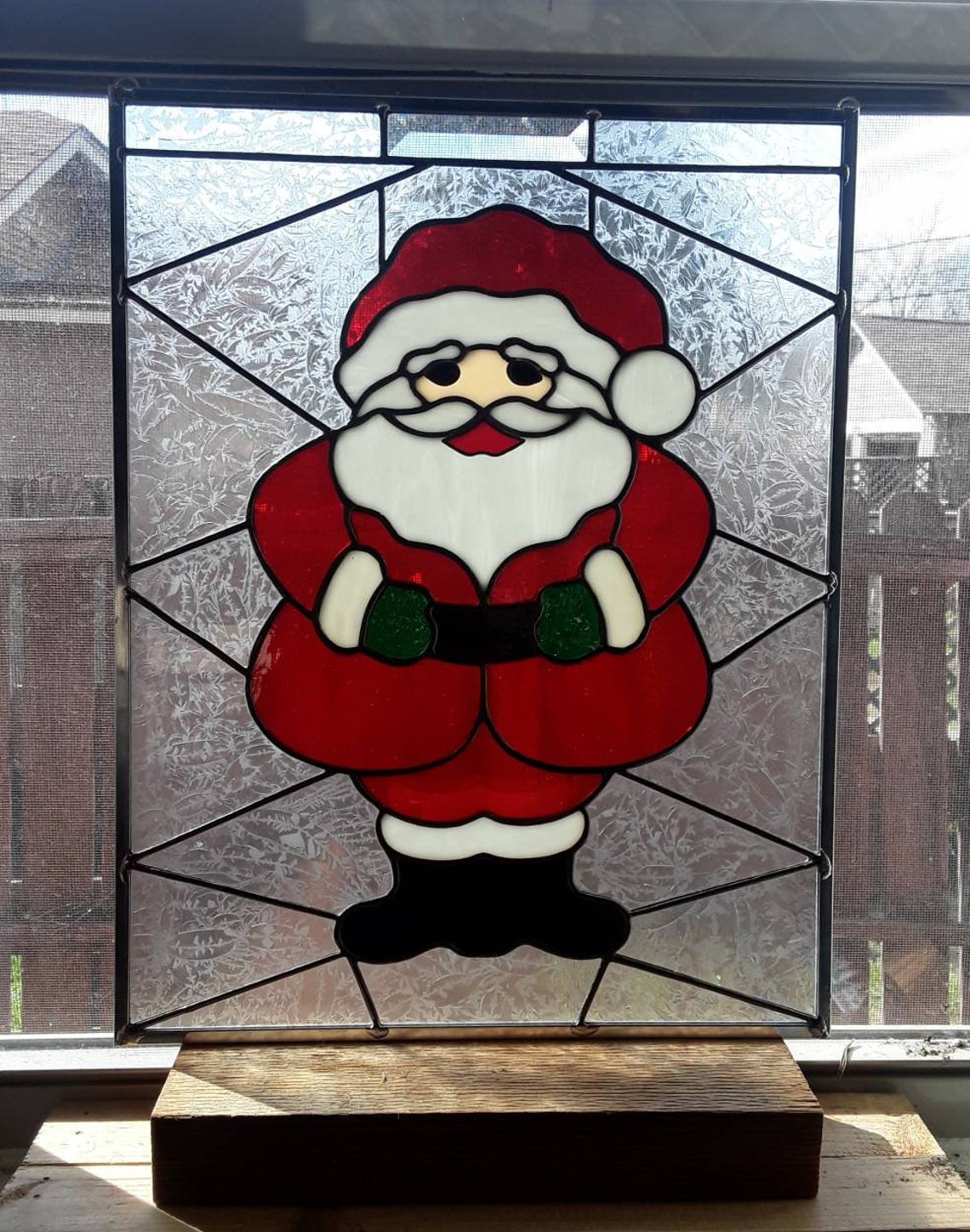 Cute Santa Claus stained glass for Christmas | Etsy