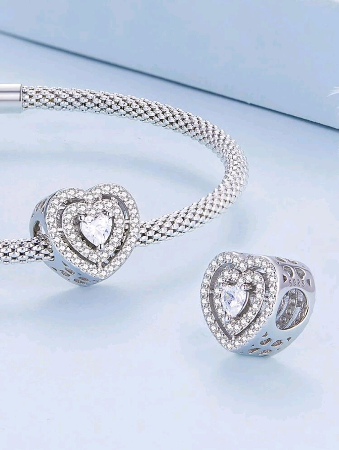 Zirconia Heart Similar to Pandora Charms, Heart Charm for Pandora, Gift