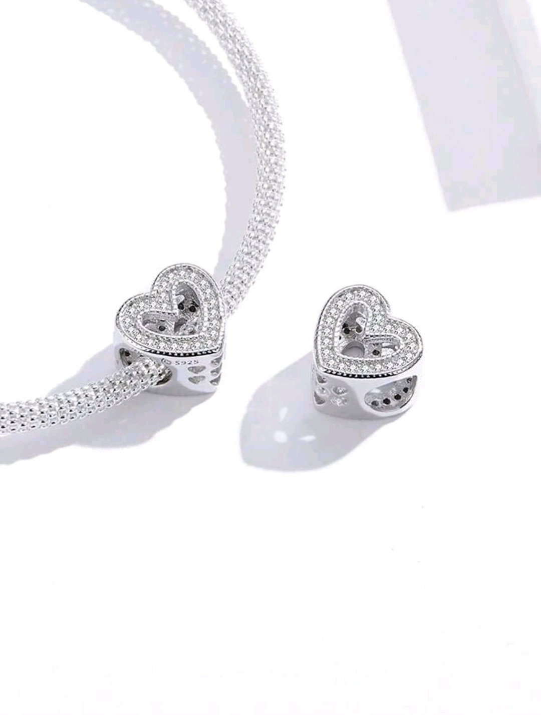 Zirconia Heart Similar to Pandora Charms, Heart Charm for Pandora, Gift