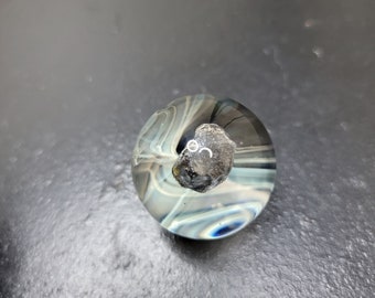 Tektite Capture over Chaos Fume | Handmade Borosilicate Lampwork Glass | Single Marble Only