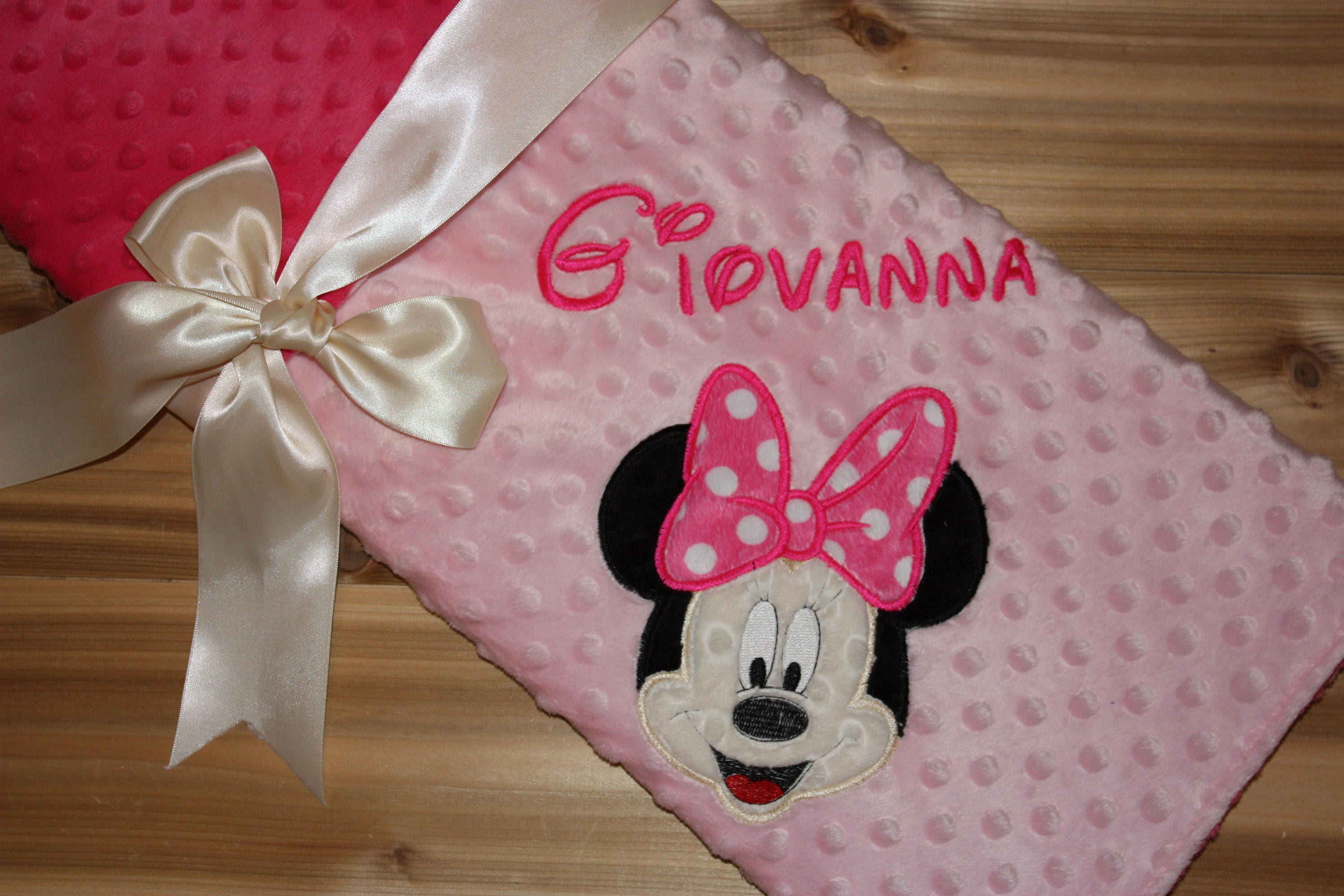 Minnie Mouse Blanket Personalized Minky Blanket Baby Pink Etsy