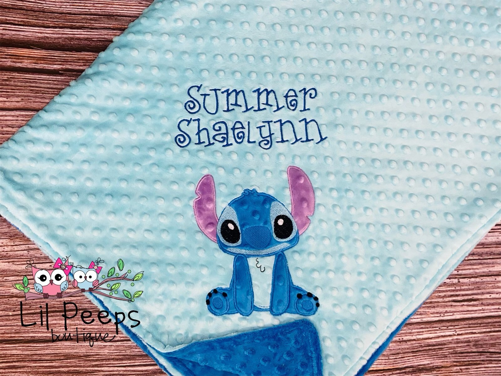 STITCH Blanket Personalized Minky Blanket Aqua & Blue Minky Etsy