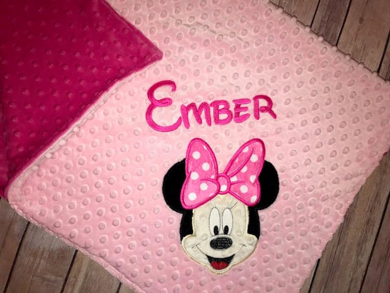 Minnie Mouse Blanket Personalized Minky Blanket Baby Pink Etsy