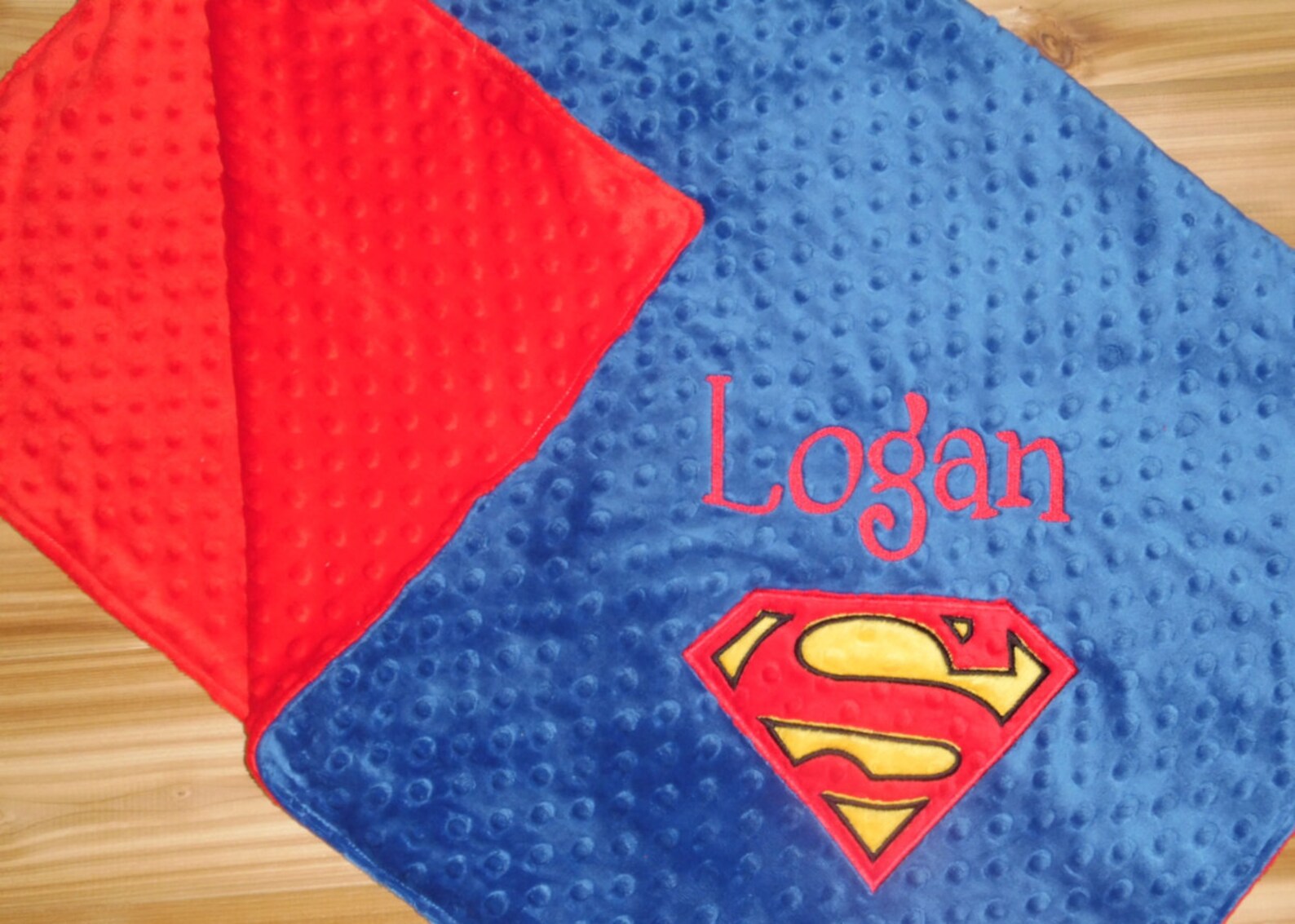 Superhero Blanket Personalized Minky Blanket Blue & Red Etsy