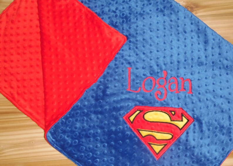 Superhero Blanket Personalized Minky Blanket Blue & Red Etsy