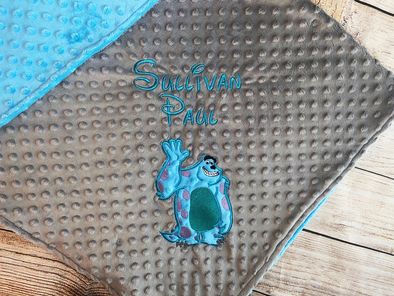 Monster Blanket Personalized Minky Blanket Gray & Blue Etsy