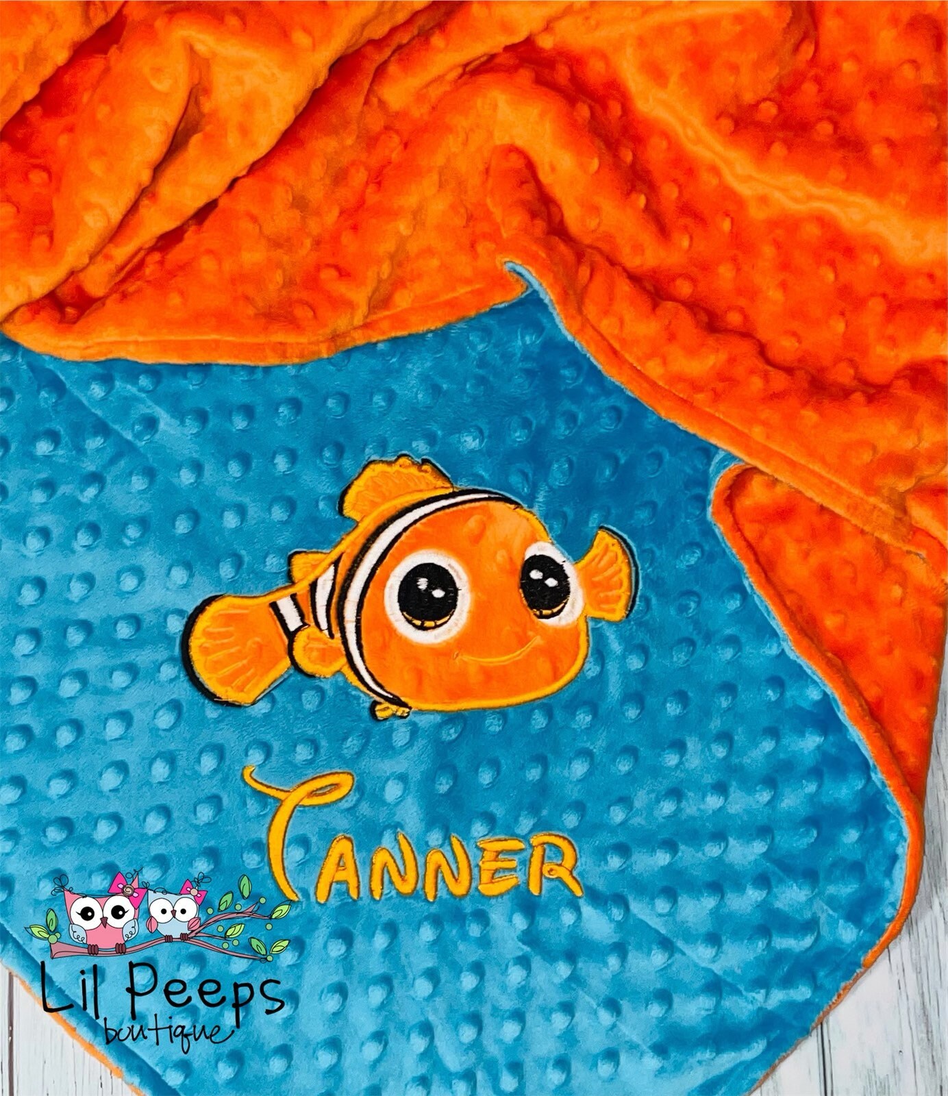 Nemo Blanket Manta Minky personalizada Minky Personaje Etsy