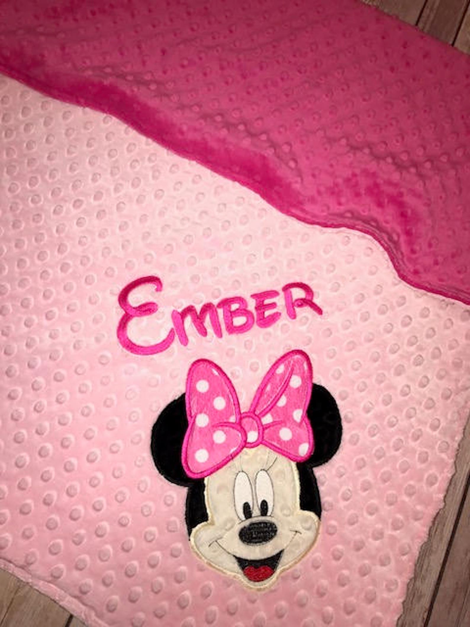 Minnie Mouse Blanket Personalized Minky Blanket Baby Pink Etsy