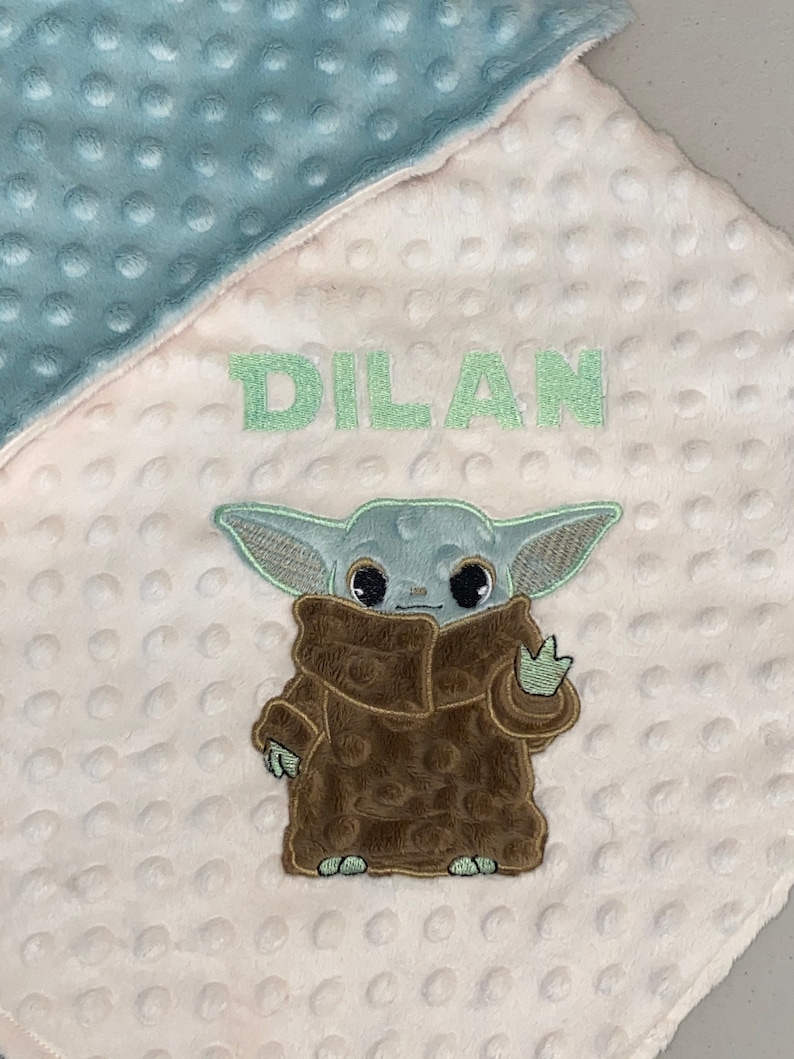 Baby Yoda Blanket Personalized Minky Blanket cream and Etsy