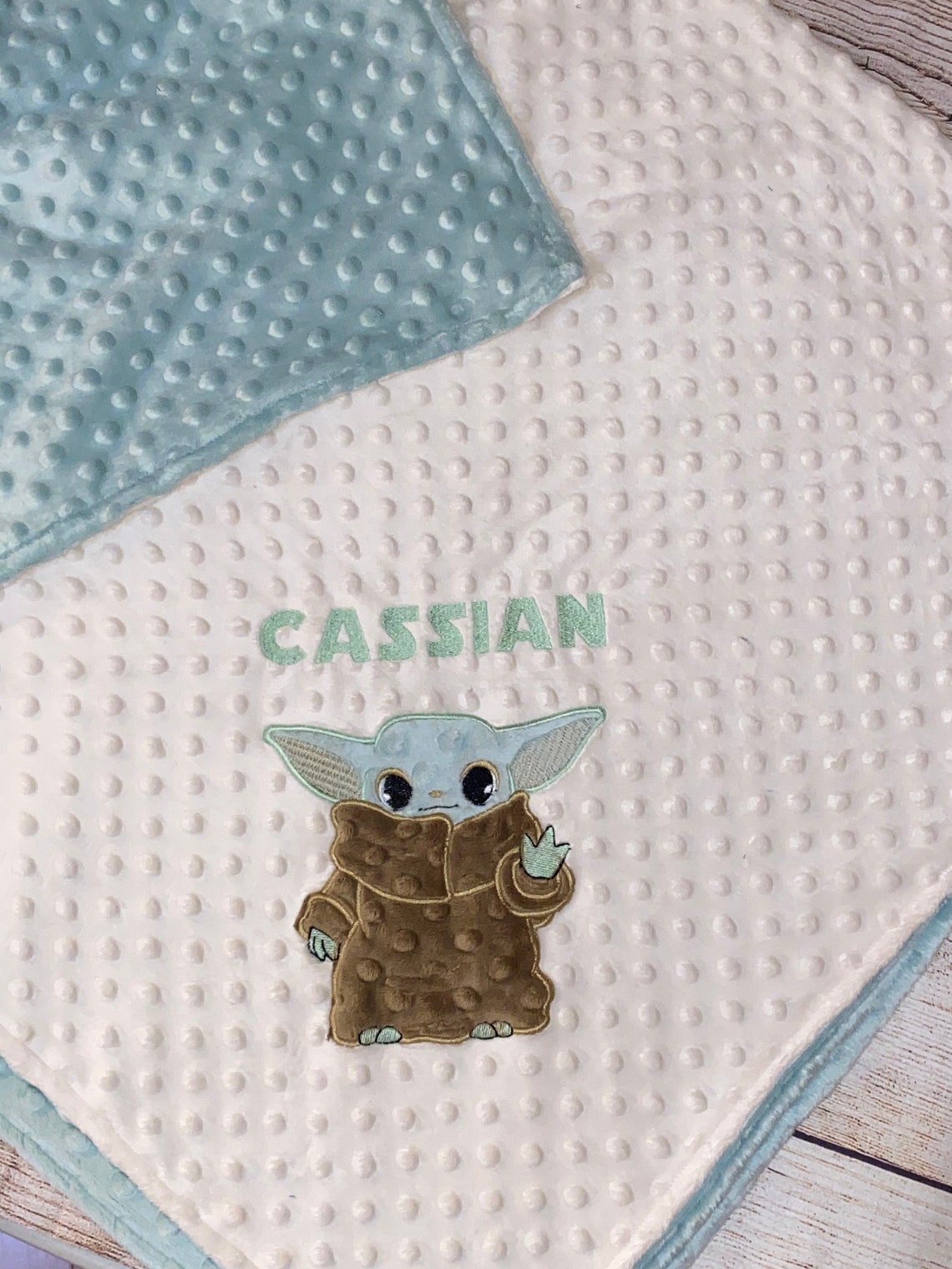Baby Yoda Blanket Personalized Minky Blanket cream and Etsy