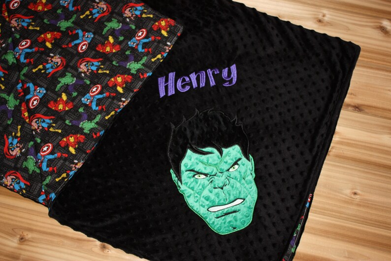 Character Blanket Personalized Minky Baby Blanket Hulk Etsy