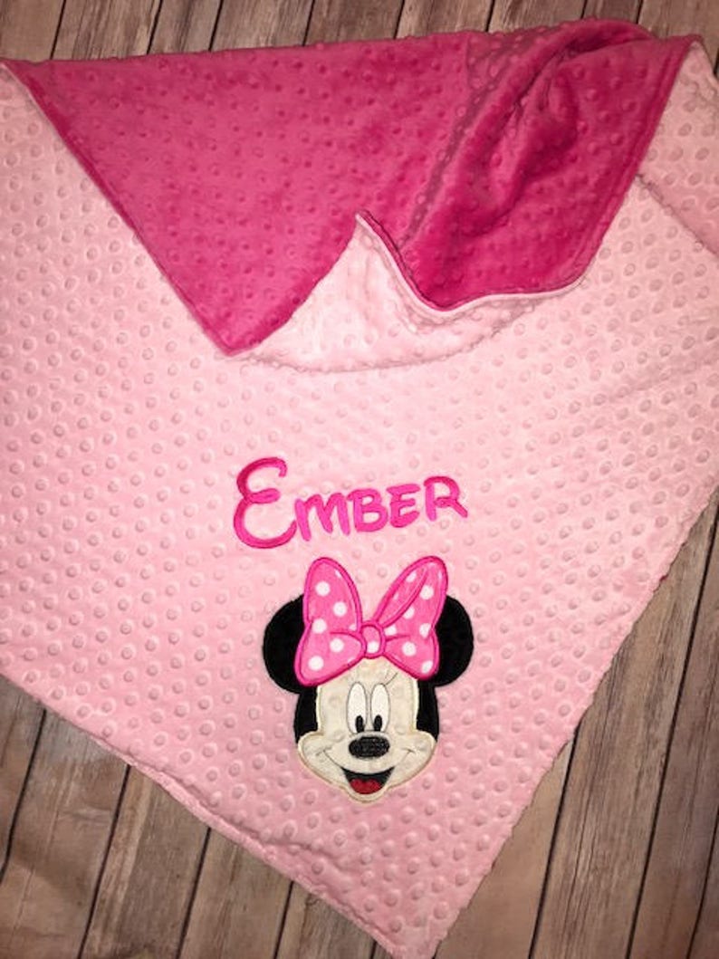 Minnie Mouse Blanket Personalized Minky Blanket Baby Pink Etsy