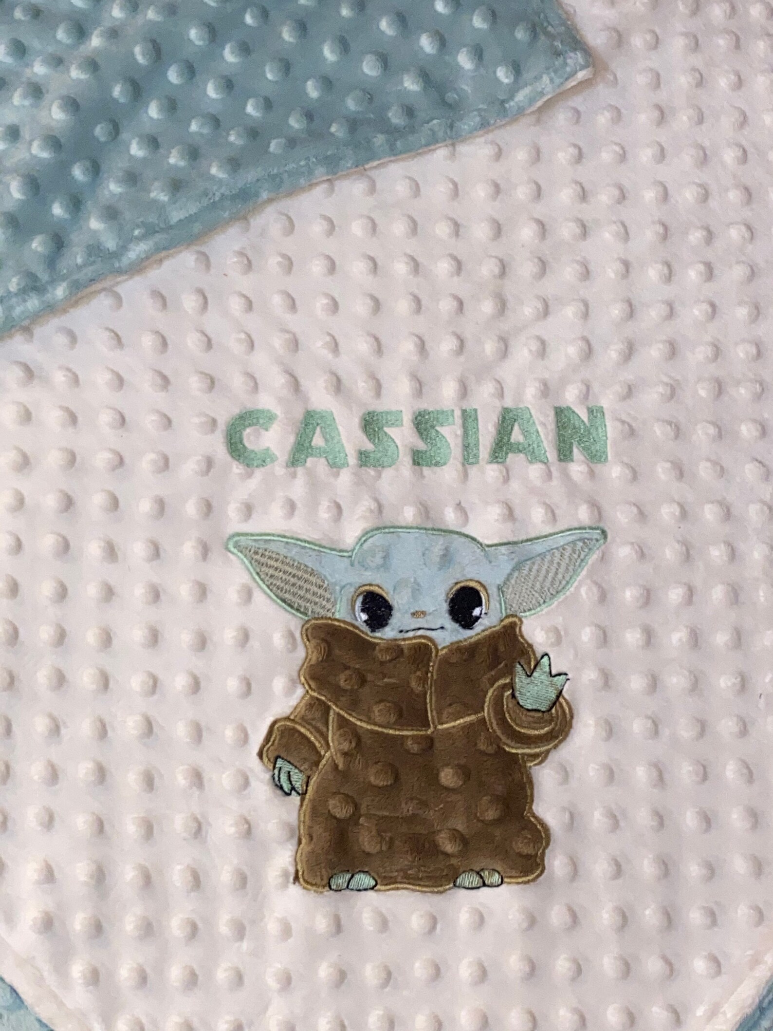 Baby Yoda Blanket Personalized Minky Blanket cream and Etsy