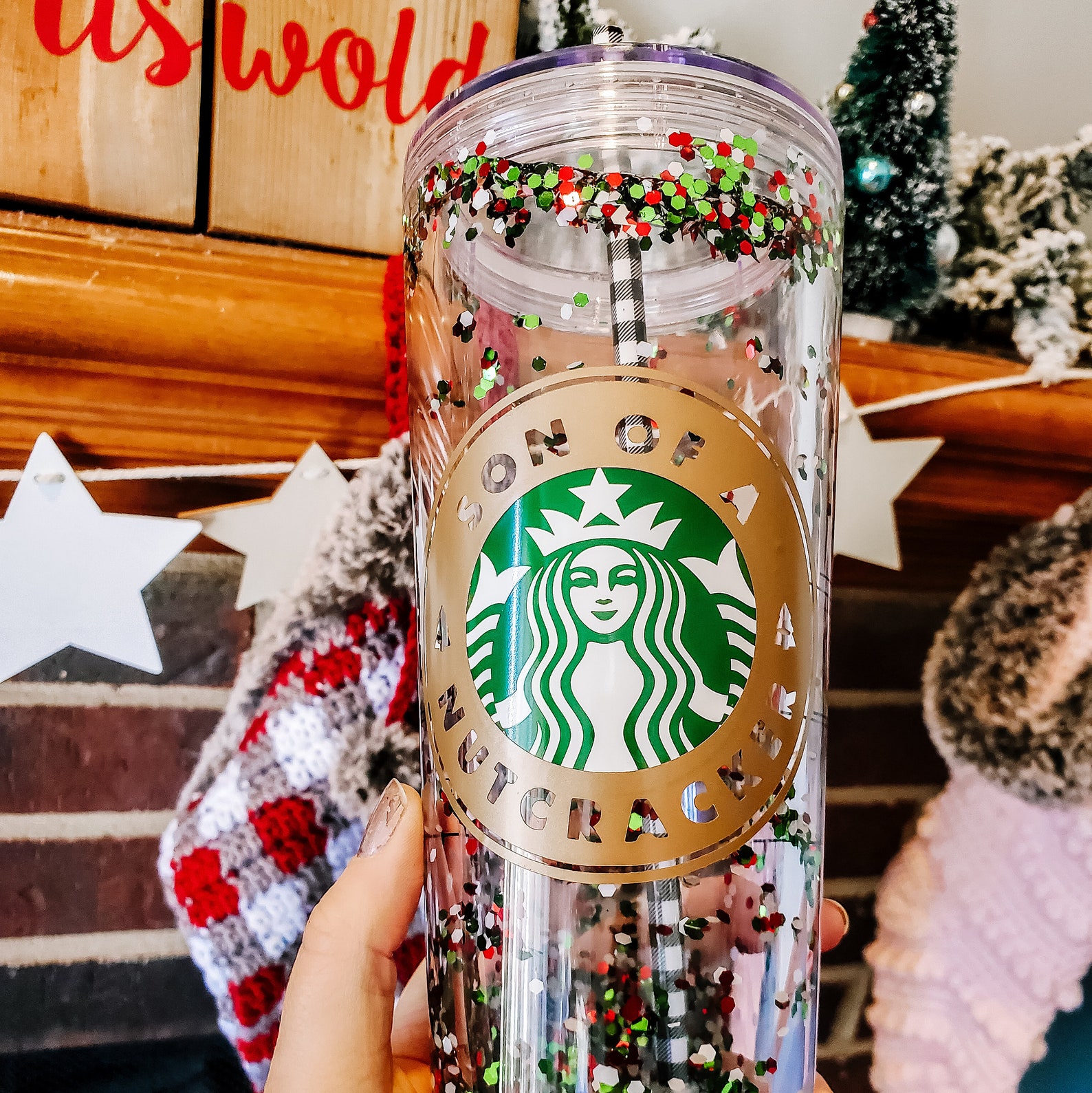 Christmas Starbucks Tumbler Snowglobe cup snowglobe tumbler Etsy