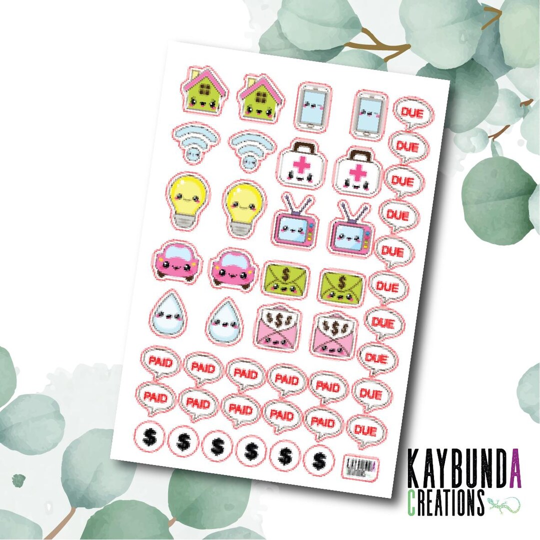 Bills Planning Stickers - Erin Condren, Kikki K, Filofax, Happy Planner ...