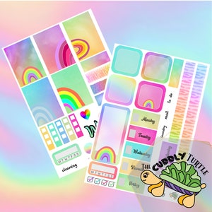 Kit de adesivos semanais do arco-íris - Kit semanal do primo Hobonichi