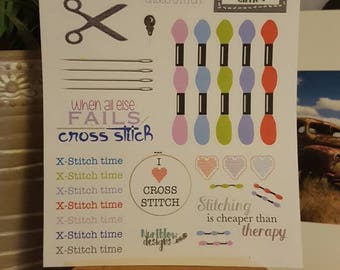 Cross Stitch Planning Stickers - Erin Condren, Kikki K, Filofax, Happy Planner