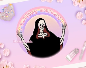 Niets is belangrijk-afdruk | Magere Hein, kawaii, occult, pastelgoth, esoterisch