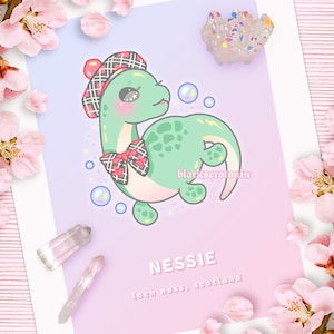 Kawaii Nessie Cryptid Print | Mothman, Alien, Flatwoods Monster, Nessie, Bigfoot, Nightcrawlers