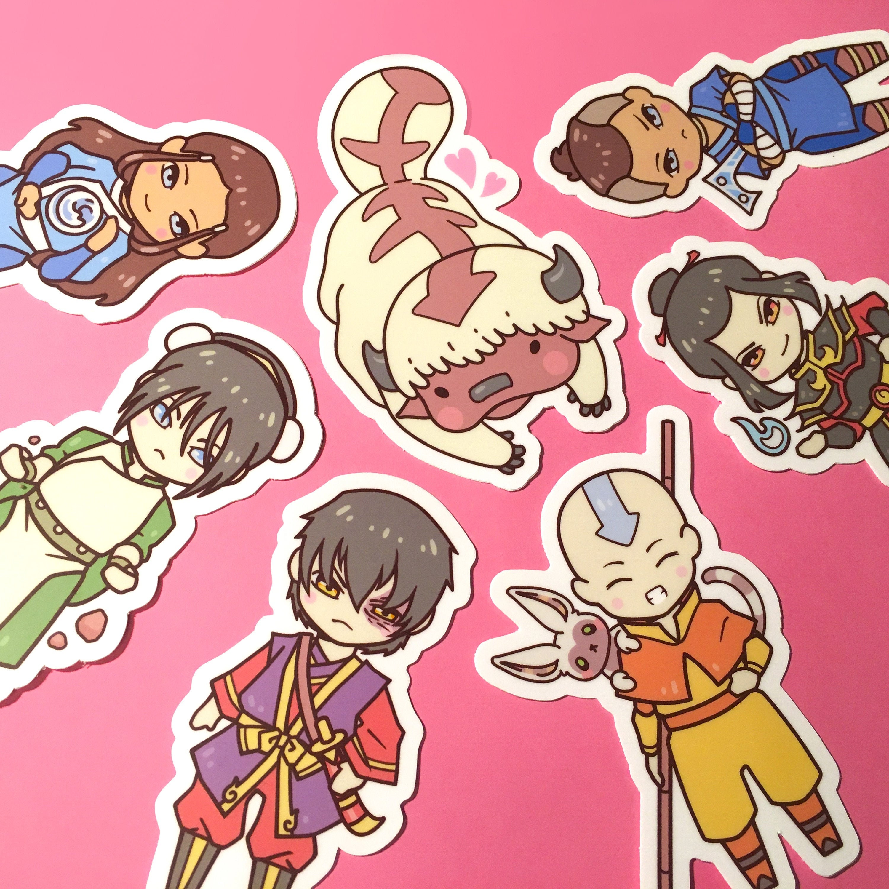 Avatar Gaang Sticker Pack of 6 Including: Suki and Katara From ATLA Sokka Zuko Toph Aang