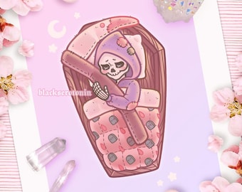 Grimmige 'Eeper'-print | Magere Hein, Seance, Witchy, Creepy Cute, Pastel Gothic