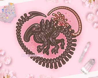 Xenomorph en Facehugger-hartprint | Alien, Xenomorph, Face Hugger, Nostromo, Ridley Scott, Sigourney Weaver, SciFi