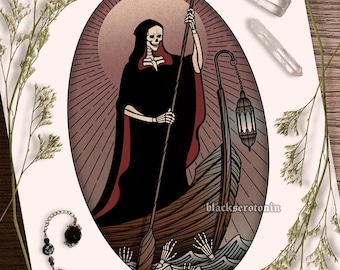 Charon veerman-print | Griekse mythologie, heidendom, occultisme, hekserij, tarot, hekserij, Halloween, spookachtig