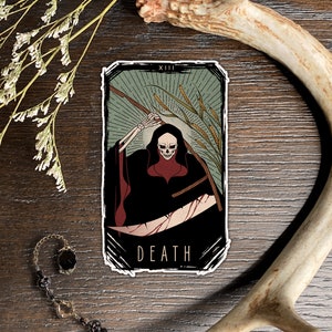 autocollant de carte de tarot de la mort | Wicca, paganisme, occulte, sorcellerie, sorcières, jeu de tarot, sorcellerie, satanisme, ésotérique, Halloween